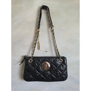 DKNY Quilted Black Soft Leather Shoulder Crossbody Bag Chain Straps 11x6